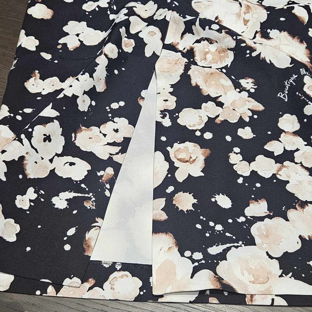 Moschino Boutique Black and Cream Floral Skirt